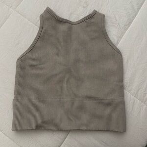 Gilly Hicks crop top stretchy taupe beige tan work out top